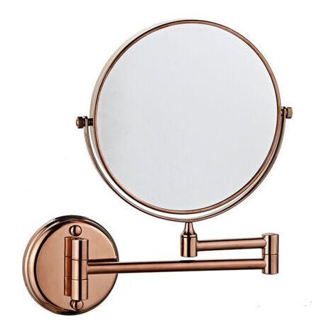 Bunthaus Miroir De Courtoisie Mural, Double Face, Pliable, Rotatif, Grossissant X3, 15 Cm, Pour Salle De Bain, Toilettes, Chambre, Or Rose