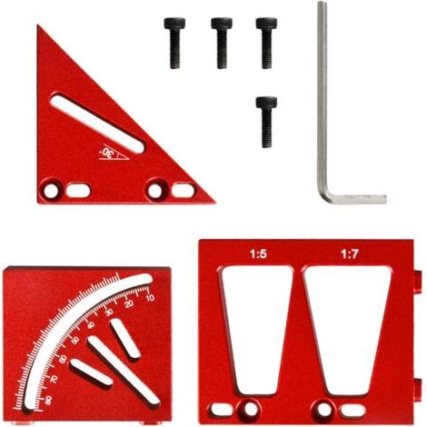 Bunthaus Règle De Travail Du Bois, Règle De Marquage De Charpentier, Jauge De Marquage, Règle De Triangle D'Onglet, Rapporteur Carré, Règle D'Angle 3d En, Rouge