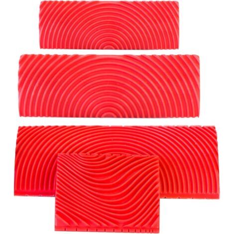 Bunthaus 4 Pièces Outil De Grain De Bois De Caoutchouc, Outils Motif Bois, Relook Bois Outil À Grain De Bois Peinture Effet Bois Pour Mur, Meuble Rouge