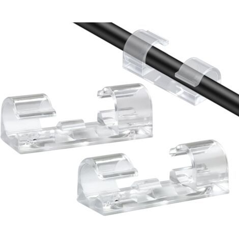 Bunthaus Lot De 40 Clips Auto-adhésifs Pour Gestion Des Câbles, Organisateurs De Câbles Pour Tv, Pc, Ordinateur Portable, Câble Ethernet, Bureau, Maison