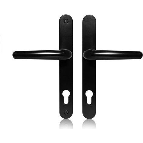 Bunthaus Poignée De Porte En Aluminium Et Noir (190mm Distance Entre Les Trous De Vis, 218mm Au Total) Longue Plaque Arrière En , Poignée De Porte D'Entrée En Aluminium