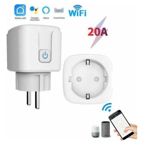Bunthaus 20a Prise Intelligente Wifi Contrôle À Distance Via Application Ou Voix, Mesure De Puissance, Prise Européenne