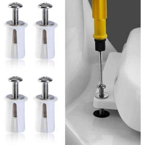 Bunthaus 4pcs Vis D'Expansion Pour Couvercle De Toilette Fixation Abattant Wc Vis Pour Lunette Toilette Ensemble De Fixation De Siège De Toilette Pièces De Rechange Pour Couvercle De Toilette