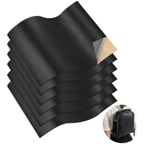 Bunthaus （ 20 X 30cm）simili Cuir Autocollant 20 X 30cm, 6 Pièces Noir Cuir Autocollant Pour Réparation Canapé, Étanche Cuir Autocollant, Reparation Cuir Pour Canapé, Siège De Voiture, Sacs Réparation