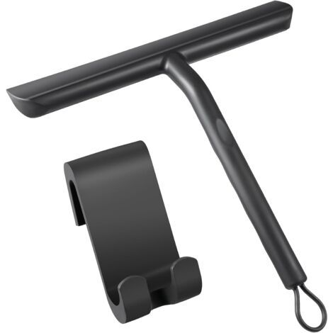 Bunthaus Noir, Raclette De Douche Nettoyage Sans Traces Pour Porte En Verre,raclette Salle De Bain Avec Support21cm Noir,raclette Silicone Pour Vitre De Voiture,miroir Etc