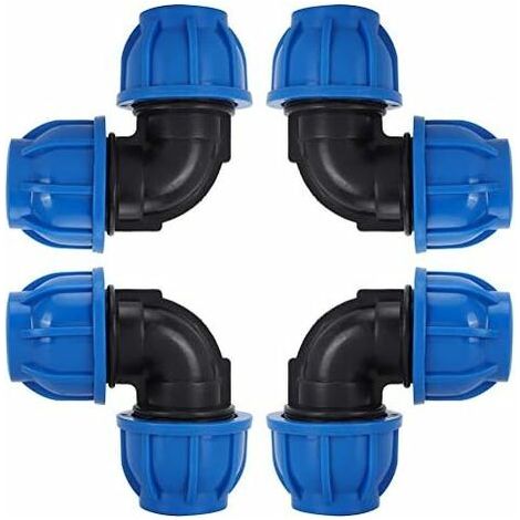 Bunthaus 4 Pcs À 32mm Tuyau D'Eau Coude Connecteur En Pe Plastique Raccord Rapide Accessoires Pour Purificateurs D'Eau Potable（ø 32）