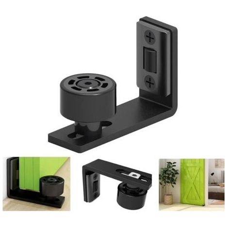 Bunthaus Ajustable Guide De Plancher Mur/porte Guide Infrieur Pour Porte En Bois Coulissante, Noir