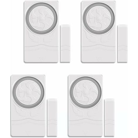 Bunthaus Lot De 4 Alarmes De Porte De Sécurité Pour La Maison, Détecteur D'Ouverture De Fenêtre Magnétique, Carillon D'Alerte Antivol 110 Db Pour Tiroirs De Garage, Coffres-forts