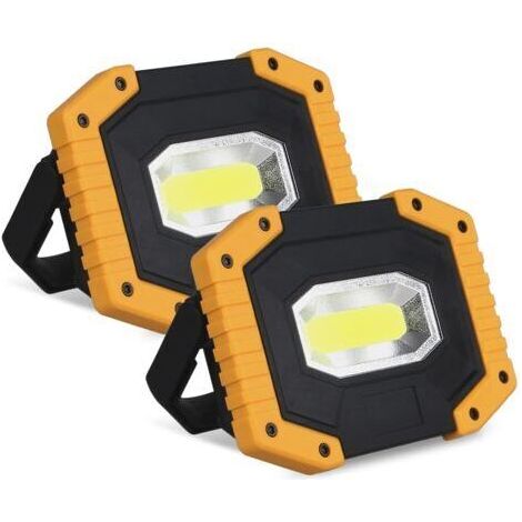 Bunthaus Projecteur Led Rechargeable 30w 2000 Lm Projecteur Chantier Lumière De Travail Avec 4x Batterie 3 Modes Lanterne Portable Projecteur Led Usb Pour Camping, Chantier, Garage, Atelier(2 Pack)