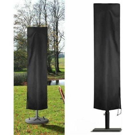 Bunthaus Housse Parasol Déporté Jardin En 210d Oxford Imperméable, Couverture Pour Parasol Jardin, Housse De Protection Parasol Déporté Anti-uv/poussière/pluie/vent (240x57x57cm, Noir)-