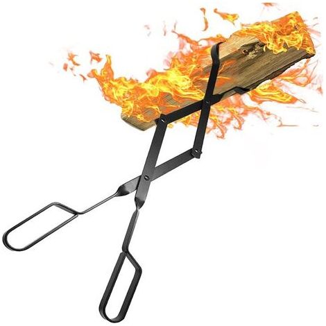 Bunthaus Pince À Bois Cheminée 66cm Avec Poignées À Toute Épreuve Pinces À Feu Pour Intérieur Poêle À Bois Fer Forgé Pinces À Bois De Plein Air Pince À Bûches De Bois Pour Feu De Camp Foyer Outils