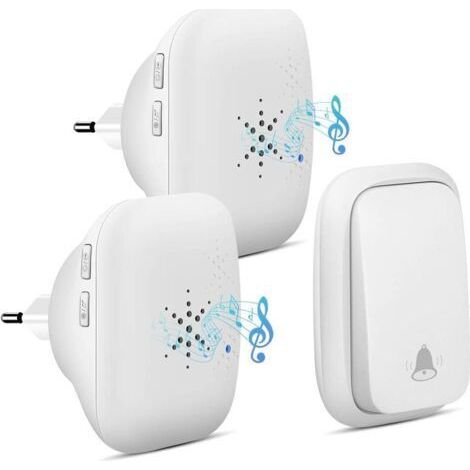 Bunthaus Sonnette Sans Fil Extérieure Ip68 – Étanchéité, Portée 150 M, 36 Sonneries, 4 Niveaux De Volume – Émetteur Et 2 Récepteurs Inclus