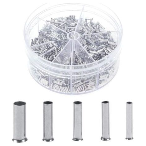Bunthaus Distributeur D'Embouts De Câble, Non Isolé, Jeu D'Embouts De Câble, Assortiment De Gaines De Câble 0,5/0,75/1,0/1,5/2,5 Mm² 1900 Pièces