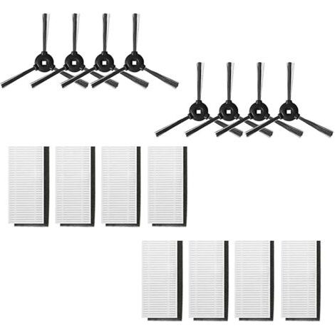 Bunthaus Kit D'Accessoires Pour Aspirateur Robot Lefant 8 Brosses Latérales Et 8 Filtres Hepa M200/m201/m520m/m501-a/m571/t700