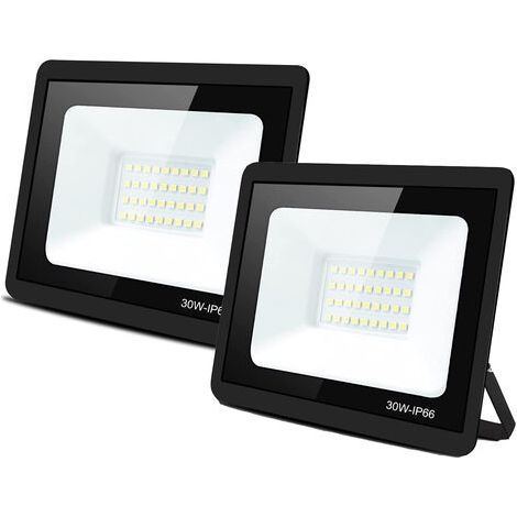 Bunthaus Bleosan – Lot De 2 Projecteurs Led Blanc Froid 30w – Étanchéité Ip66 – Flux Lumineux 120lm/w – Tension 220-240v – Angle De Faisceau 120°
