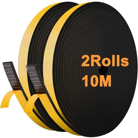 Foam Rubber Seal Strip 12 Mm (w) X 6 Mm (h) X 10 M (l) Self-adhesive Collision Proof Seal Strips For Door Window (black)