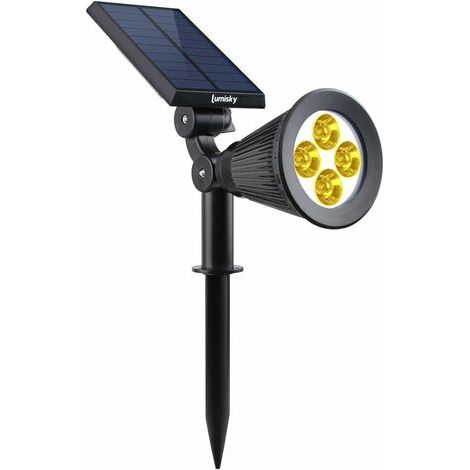 Bunthaus Spot Solaire Projecteur 2 En 1 À Piquer Ou À Fixer Dimmable Led Blanc Chaud，29 X 9.5 X 34 Cm（1 Pcs）