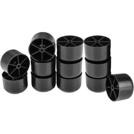 Bunthaus 12pieces Noir Meuble Pieds De Jambe 50x35mm Plastique Rond Pour Canapé Canapé-ensoleillé