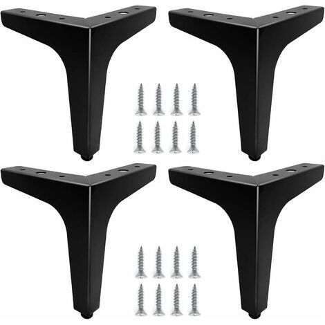 Bunthaus Lot De 4 Pieds De Meubles Métal Noir 15cm – Charge Maximale 80kg – Installation Rapide Avec Vis – Pour Canapés, Tables De Chevet, Meubles Tv