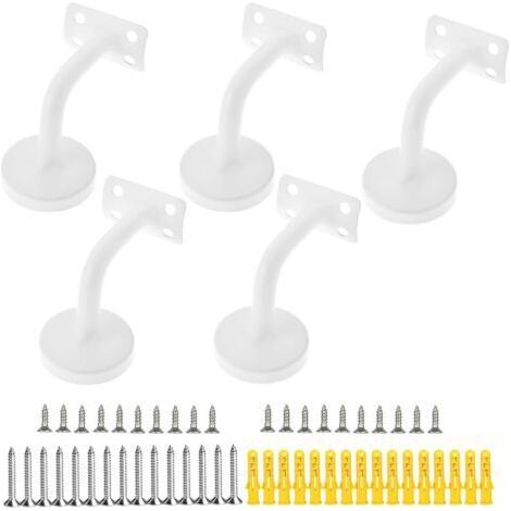 Bunthaus Support De Main Courante,5pcs Acier Inoxydable Supports De Rampe Main Courante Supports Muraux,utilisé Pour Le Support D'Escalier De Main Courante D'Escalier (blanc)