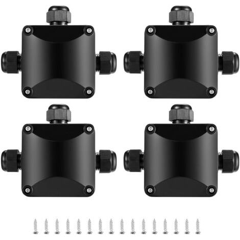 Bunthaus 4 Pièces Boîte De Jonction Ip68, Connecteur Étanche 3 Voies Connecteurs Boîtier Électrique Extérieur, Boite Raccord Electrique Etanche - Ø 5.5mm-10 Mm/noir