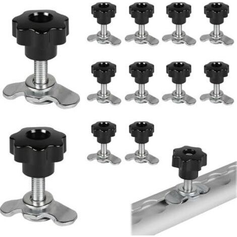 Bunthaus 12x Raccord À Vis Pour Rail D'Avion M8x45 Raccord D'Avion Raccord D'Avion Noir Star Grip Accessoires De Raccord À Vis D'Avion Embout Pour Rails D'Arrimage 500dan Raccord À Vis D'Avion
