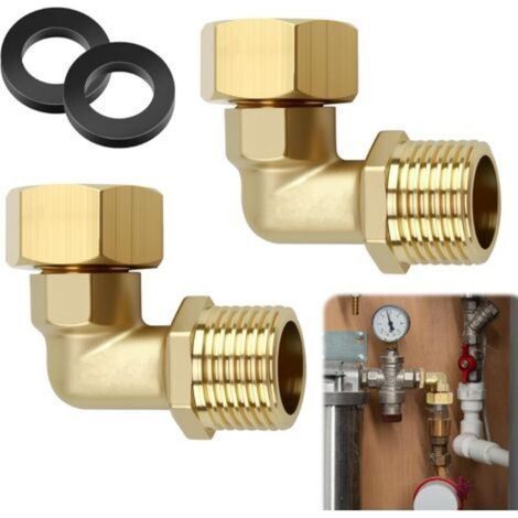 2pcs Raccords Coudés En Laiton, Raccord Tuyau D'Arrosage Laiton À Vis 1/2 Pouce, Raccords À 90 Degrés, Coude Pour Raccordements Plomberie Pour Installations Hydrauliques Et Systèmes De Chauff
