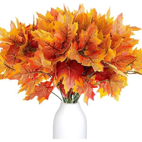 Bunthaus Lot De 4 Paquets De Fleurs D'Automne Artificielles Décoration D'Automne Feuilles D'Érable Simulation D'Automne En Plastique Bouquet D'Automne Artificiel Feuilles D'Érable Pour Thanksgiving,3