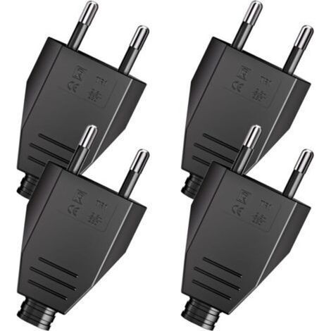 (noir)4 Pièces Fiche Européenne Plate, Prise Electrique Male 250v 2.5a, Fiche Euro Schuko Fiche D'Alimentation Domestique Décorative À Encastrer Ou À Remplacer
