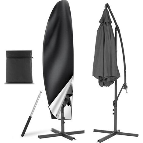 Bunthaus Housse Parasol Deporte Avec Perche Télescopique, Housse De Protection Pour Parasol En Tissu Oxford 210d, Imperméable, Coupe Vent, Anti Uv,pour Parasol De Jardin Exterieur, 265 X 40/70/50 Cm