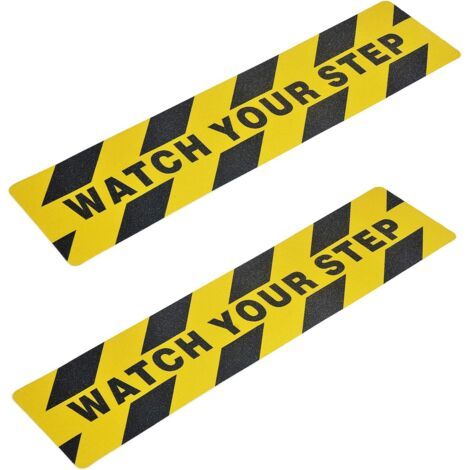 Bunthaus Lot De 2 15 X 60 Cm Panneaux De Sécurité Bandes Adhésives Antidérapantes Avec Inscription Watch Your Step