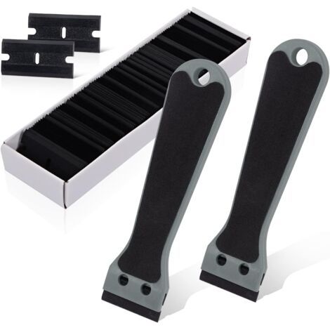 Bunthaus Gris 2 Grattoir Plastique Avec 100 Raclettes, Long Manche Grattoirs, Pour Enlever Les Étiquettes, A Colle, La Peintureautocollants Et Décalcomanies,