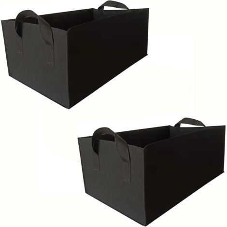 Bunthaus Lot De 2 Sacs De Culture En Tissu Non Tissé Épais – Pots De Fleurs Rectangulaires Avec Poignées For Légumes, Fruits Et Fleurs(schwarz,40x30x20cm)