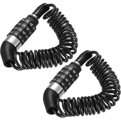 Bunthaus 2 Pièces Antivol De Casque Moto, Cadenas Vélo, Câble De 150 Cm Avec Combinaison À 4 Chiffres, Revêtement Pvc, Antivol Pour Casque Moto, Vélo, Trottinette Électrique