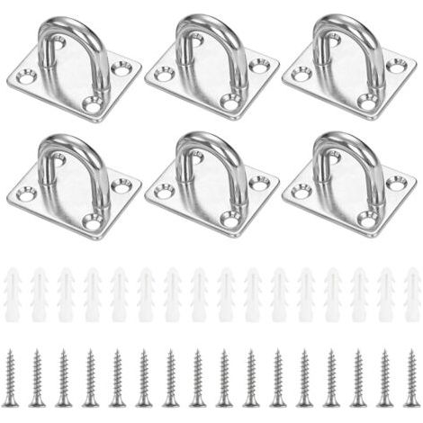 Bunthaus Lot De 6 Œillets D'Arrimage En Acier Inoxydable M6, Plaque Oculaire Avec Œillet, Plaque Oculaire Avec Œillet, Crochet Pour Sac De Frappe, Voile D'Ombrage