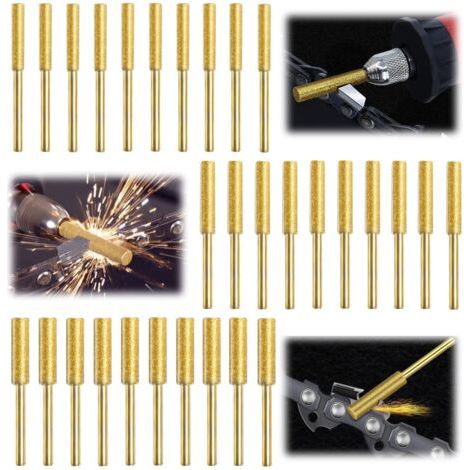 Bunthaus 30 Piezas Gabarit Affutage Chaine De Tronconneuse, Diamant Affuteur Affuteuse De Chaine Tronçonneuse, Lime Pour Chaine De Tronconneuse, 3 Tailles Différentes Pour Tronçonneuse Affûter Et Ponc