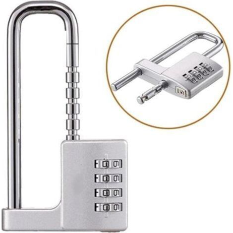 4 Chiffres Cadenas À Combinaison, Cadenas À Combinaison À, Corps De 64 Mm De Large, Anse Longue Rétractable En Acier Inoxydable De 9,7 Cm, Convient Pour L'Extérieur, L'École, La Gym, Les Cas
