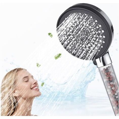 Bunthaus Pommeau De Douche À Filtre Haute Pression Avec 5 Modes De Pulvérisation Design Turbocompressé Pomme De Douche Puissante Pour Haute Pression D'Eau Convient Pour Adultes Et Enfants