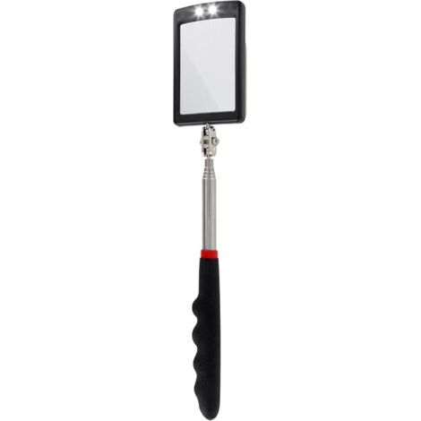 Bunthaus Miroir Télescopique À Led Ultra Fin - Batterie Incluse - Très Clair - Extensible Jusqu'à 88 Cm - Double Rotule - Poignée Antidérapante