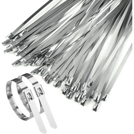 Bunthaus 50 Colliers De Serrage En Acier Inoxydable, 500 X 4,6 Mm, Multifonctionnels, Pour Le Bobinage Et L'Entretien Des Câbles D'Échappement.