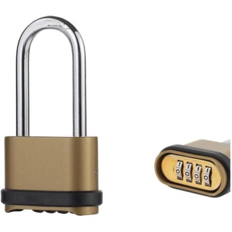 Bunthaus Cadenas Code 4 Chiffres, Cadenas À Combinaison Anse Longue Étanche Pour L'Extérieur En Zinc, Cadenas De Sécurité Pour Jardins,cours,porte,clôture,casier