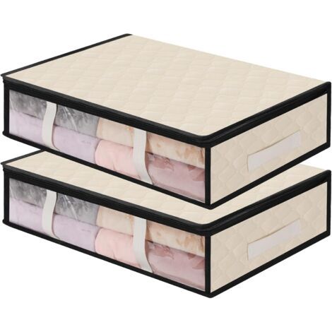 Bunthaus Sac De Rangement Sous Lit, Lot De 2 Rangement Sous Lit Pliable Closet Organizer Sac Souple Grande Capacité Avec Fenêtre Transparente Poignées Renforcées Organisateur À Glissière Non Tissé