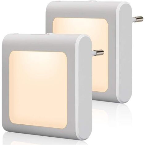 Bunthaus Veilleuse Avec Capteur Crépusculaire, 2 Pièces Luminosité Réglable À L'Infini Très Bon Pour Chambre D'Enfant, Escalier, Chambre À Coucher, Cuisine, Lampe D'Orientation, Blanc Chaud