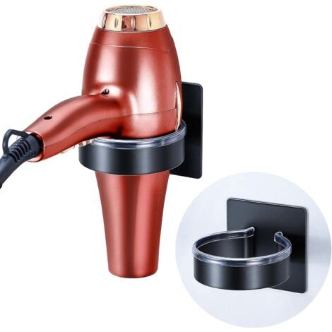 Bunthaus Support Seche Cheveux Mural, Noir Porte Seche Cheveux Sans Percage, Accroche Seche Cheveux, Rangement Seche Cheveux Pour Salle De Bain, Chambre À Coucher, Salon De Coiffure