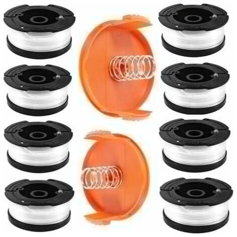 Bunthaus Bobine Fil Coupe Bordure Pour Black Et Decker Coupe-bordures, 8 Bobine De Fil Debroussailleuse Avec 2 Couvercle De Bobine Et 2 Ressort, Bobines A6481 A6485 Compatible Avec Black Et Decker Af-