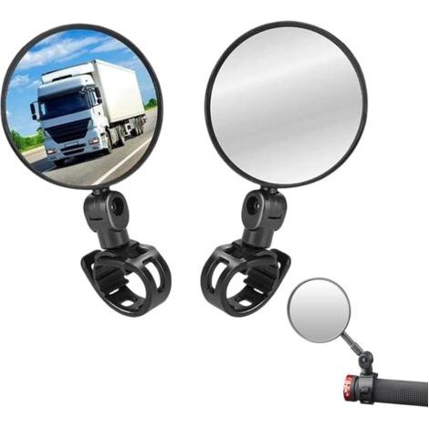 Bunthaus Rétroviseur De Vélo 2 Pièces, 360 ° Réglable Et Pivotant, Miroir De Vélo Universel Grand Angle Pour Vtt, Vélos De Course, Guidon