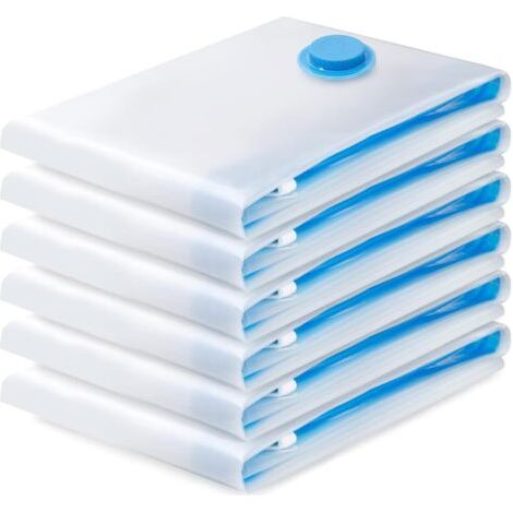 Bunthaus Sac De Rangement Sous Vide 6pcs,sac Sous Vide Vetement Aspirateur,compression Housse Aspirable Rangement Réutilisable Pour Literie, Vêtements, Couettes, Matelas,tente Et Voyages(70 X 50cm)