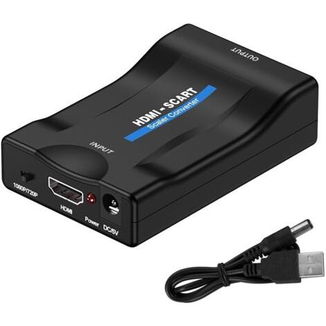 Bunthaus Hdmi Vers Scart Adaptateur,convertisseur Hdmi Vers Peritel,adaptateur Audio Vidéo Hdmi Vers Péritel Prenant En Charge La Sortie Tv Ntsc/pal