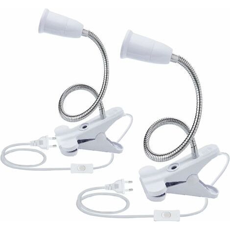 Bunthaus 2pcs Base De Lampe De Table À Led E27 Douille D’ampoule À Pince Base De Support De Lampe À Col De Cygne Base Clip De Lampe Pour Table Avec Interrupteur 360° Lampe Prise Pour Lecture,maquillag