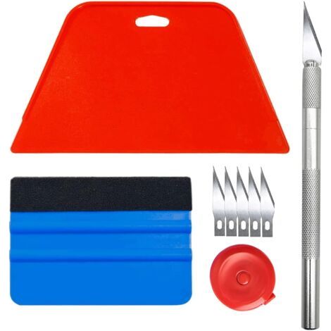 Bunthaus Outils De Film Pour Papier Peint,raclette Pour Pose Adhesif,avec Squeegee Au Silicone,couteau Universel Et Des Lames,1.5m Mètre Ruban